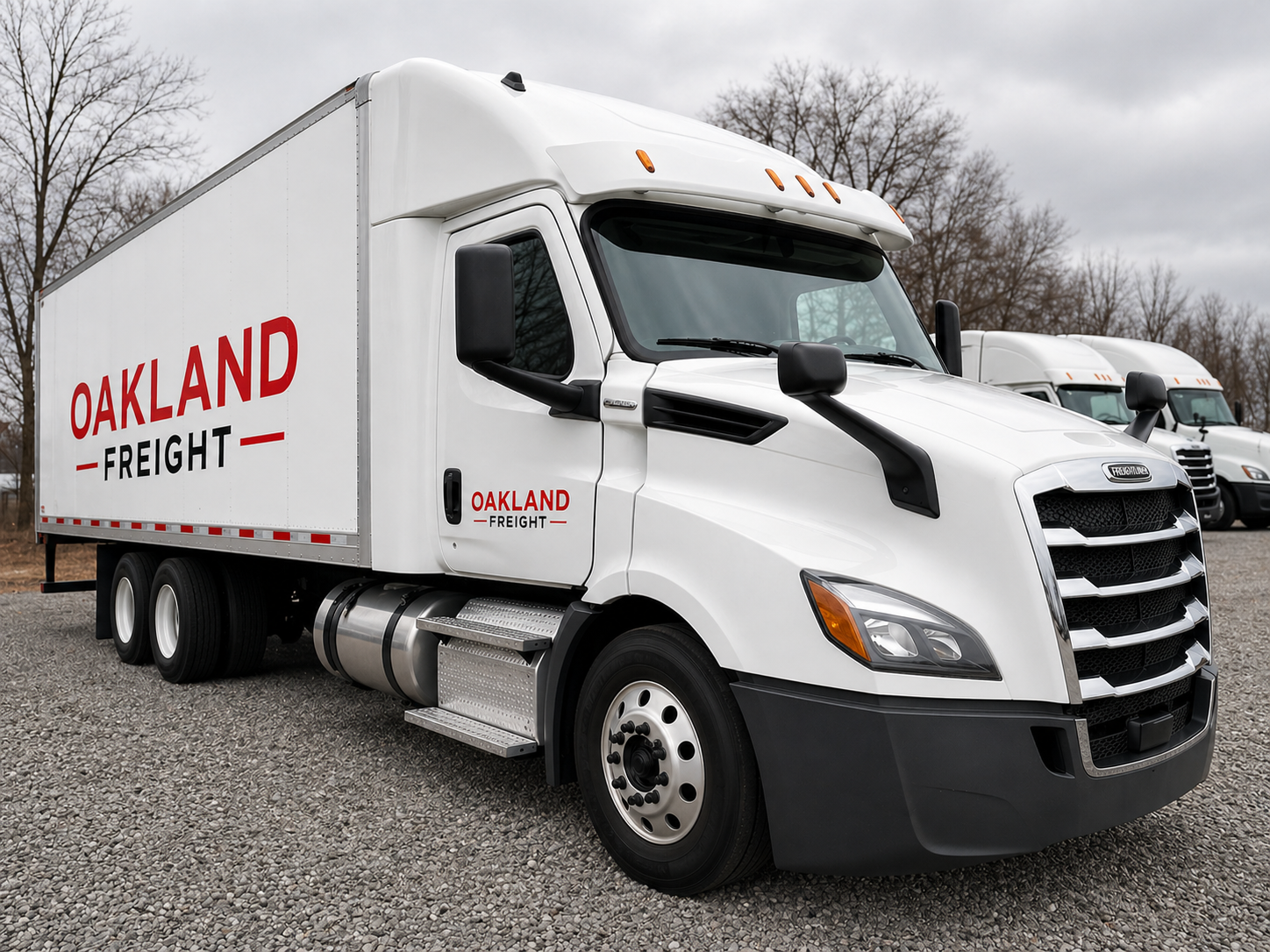 Oakland Freight branded truck close view
